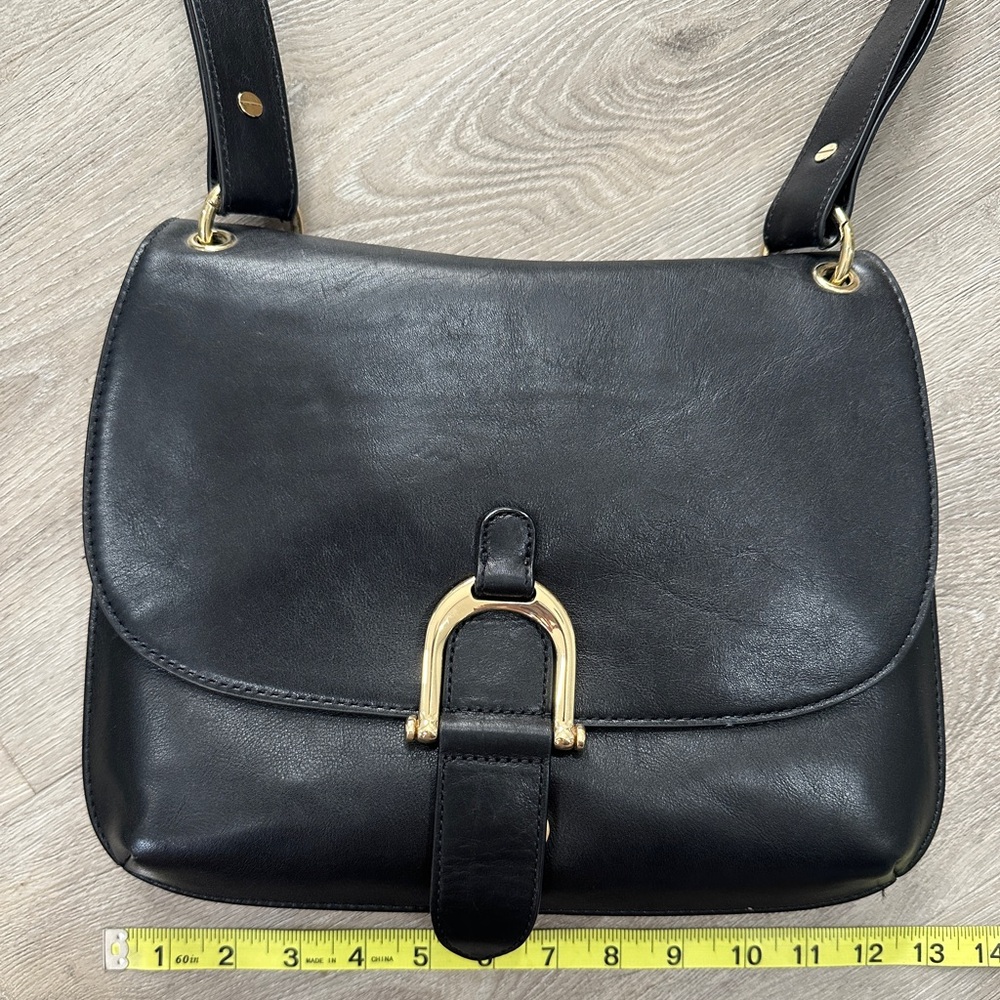 Sam Edelman Black Leather Shoulder Purse with Gold Accents & Adjustable Straps